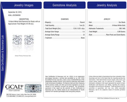 GCAL Diamond Jewelry Report