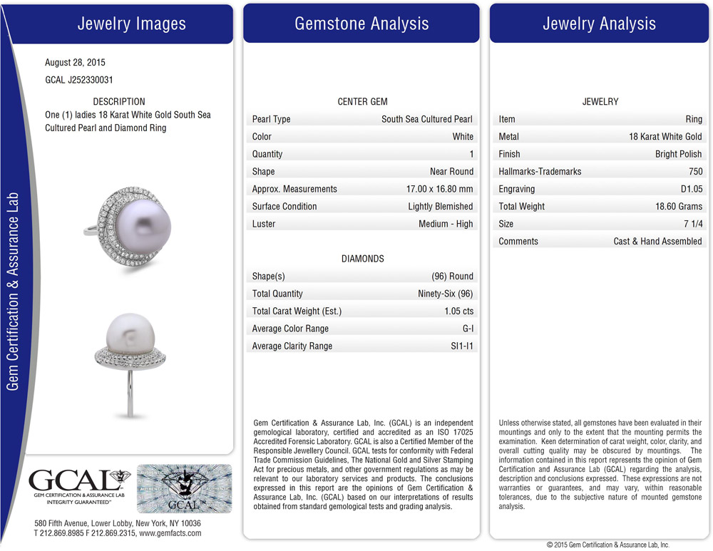 GCAL Pearl Jewelry Report