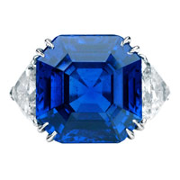 Octagonal Step Cut Blue Sapphire Ring