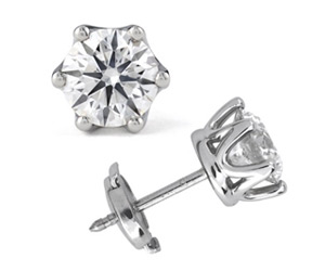 GCAL Jewelry Photography White Gold 6 Prong Diamond Stud Earrings